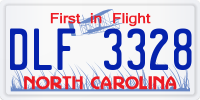 NC license plate DLF3328