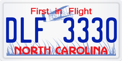NC license plate DLF3330