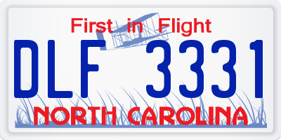 NC license plate DLF3331