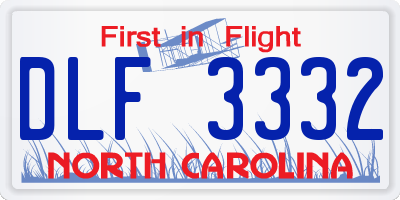 NC license plate DLF3332