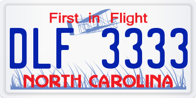 NC license plate DLF3333