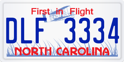 NC license plate DLF3334