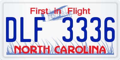 NC license plate DLF3336
