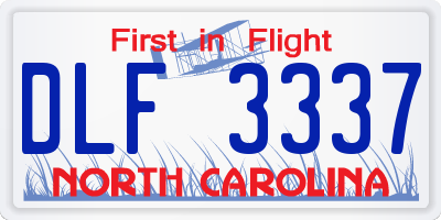 NC license plate DLF3337