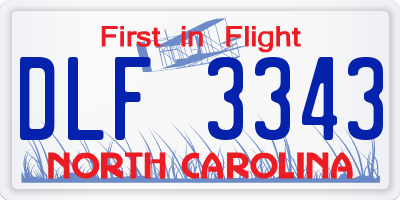 NC license plate DLF3343