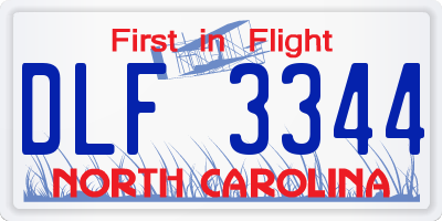 NC license plate DLF3344