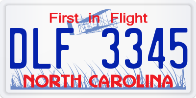 NC license plate DLF3345