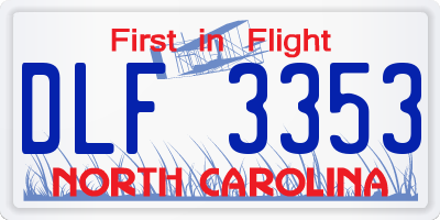 NC license plate DLF3353