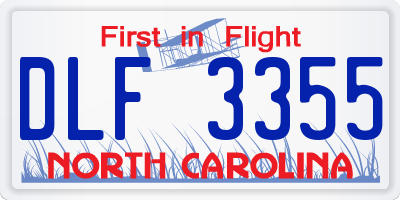NC license plate DLF3355
