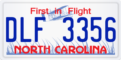 NC license plate DLF3356