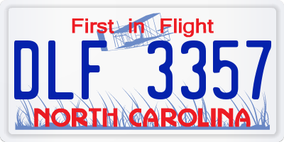 NC license plate DLF3357