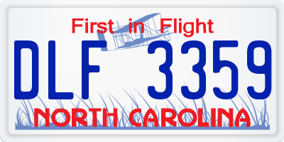 NC license plate DLF3359