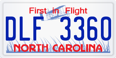 NC license plate DLF3360