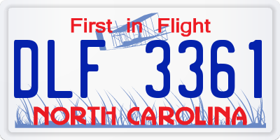 NC license plate DLF3361
