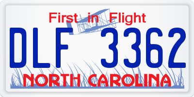 NC license plate DLF3362