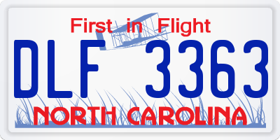 NC license plate DLF3363