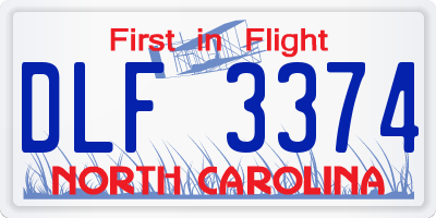 NC license plate DLF3374
