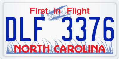 NC license plate DLF3376