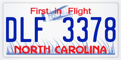 NC license plate DLF3378
