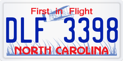 NC license plate DLF3398