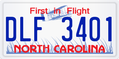 NC license plate DLF3401