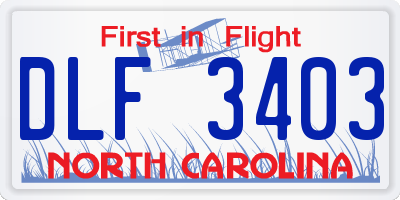 NC license plate DLF3403