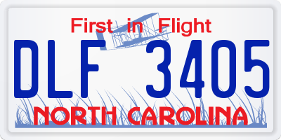 NC license plate DLF3405