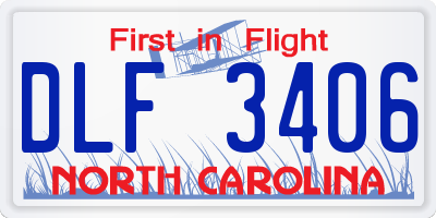 NC license plate DLF3406