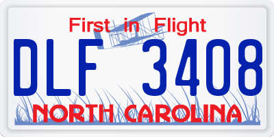 NC license plate DLF3408
