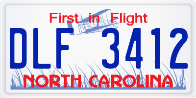 NC license plate DLF3412