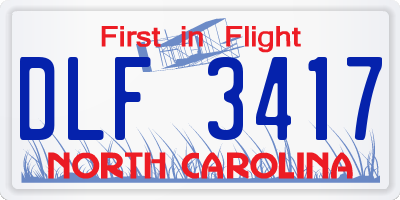 NC license plate DLF3417