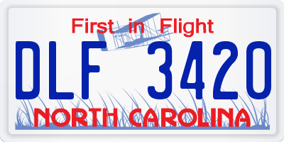 NC license plate DLF3420