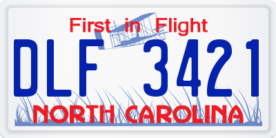 NC license plate DLF3421