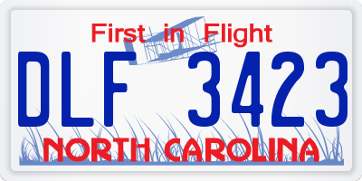NC license plate DLF3423