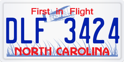 NC license plate DLF3424