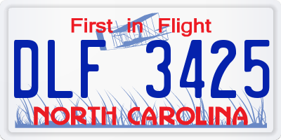 NC license plate DLF3425