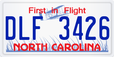 NC license plate DLF3426