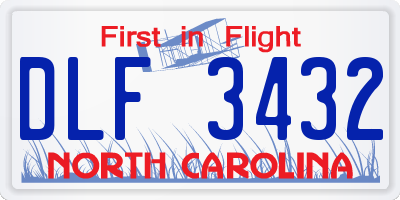 NC license plate DLF3432