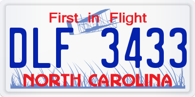 NC license plate DLF3433