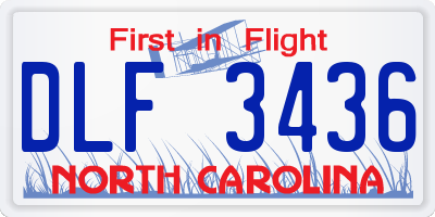 NC license plate DLF3436
