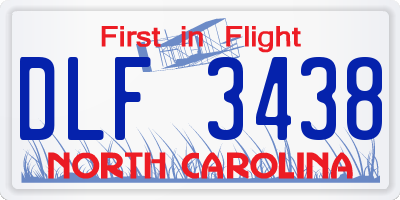 NC license plate DLF3438