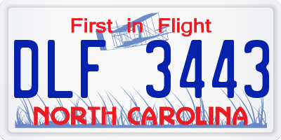 NC license plate DLF3443