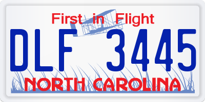 NC license plate DLF3445