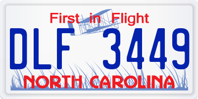 NC license plate DLF3449