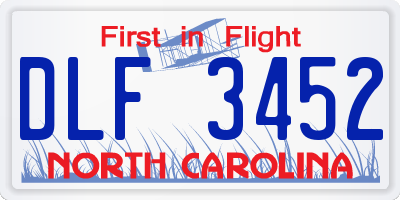 NC license plate DLF3452