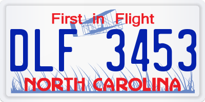 NC license plate DLF3453