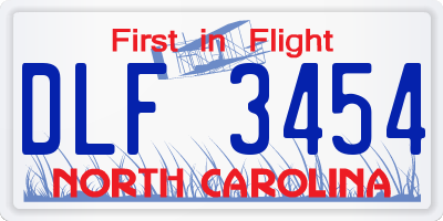 NC license plate DLF3454