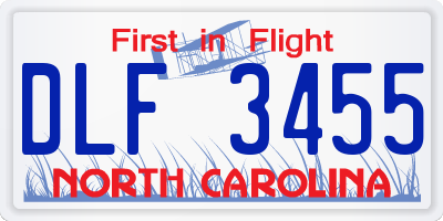 NC license plate DLF3455