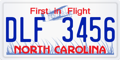 NC license plate DLF3456