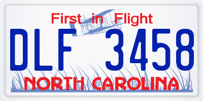 NC license plate DLF3458